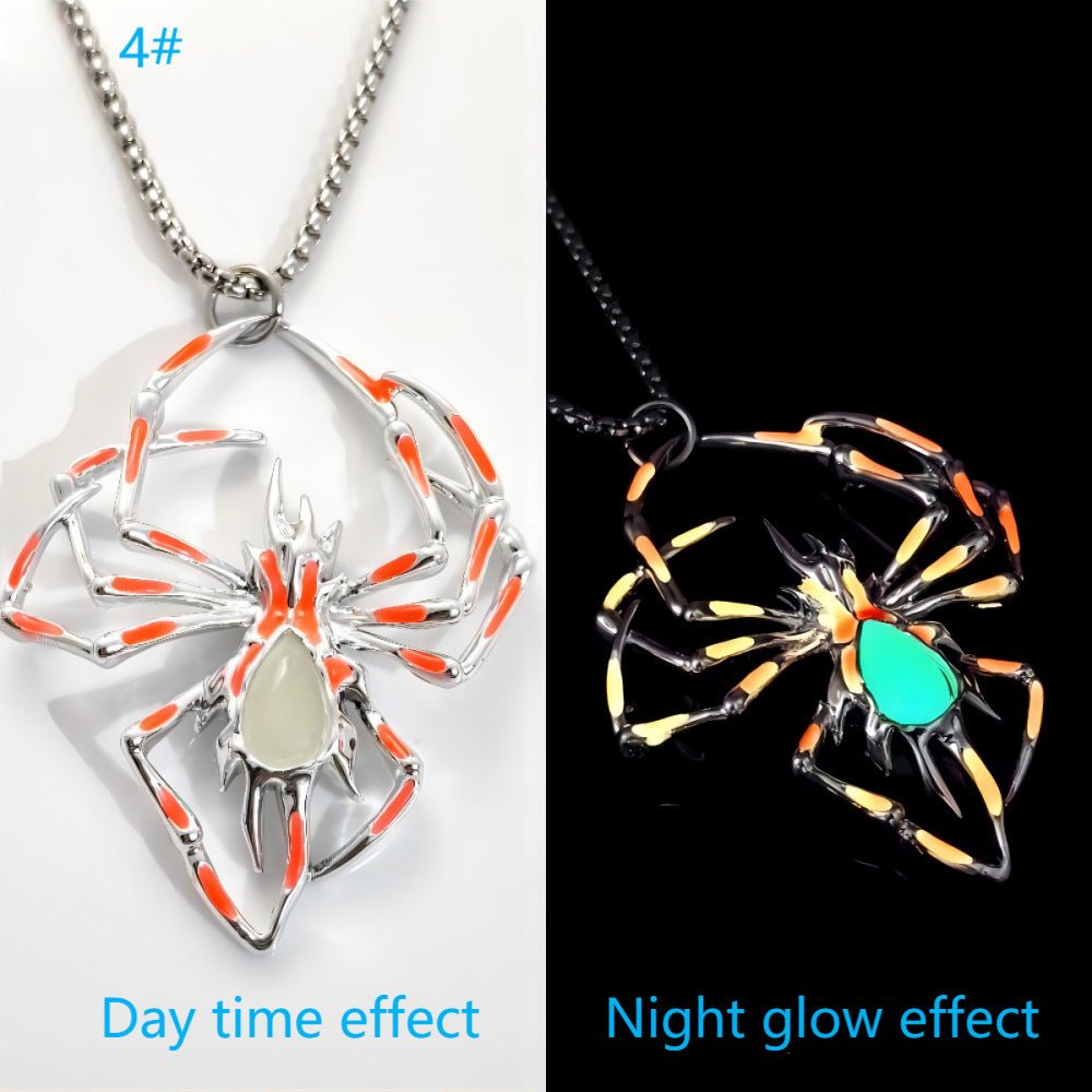 Halloween Creative Stereo Luminous Spider Necklace Jewerly Glowing Night Fluorescence Antique Vintage Glow In The Dark For Men Women Gift Party Halloween Day Club - Prime Street