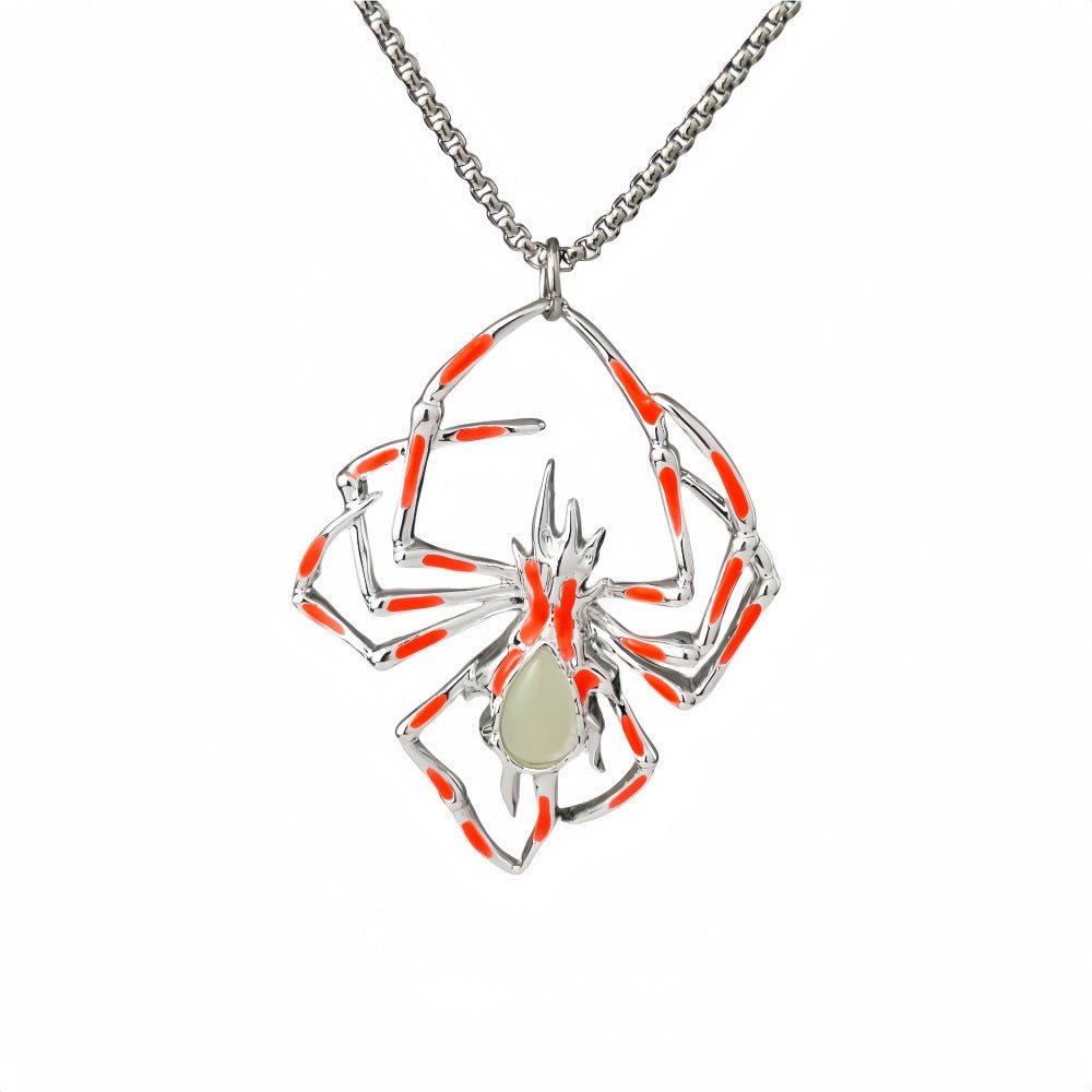 Halloween Creative Stereo Luminous Spider Necklace Jewerly Glowing Night Fluorescence Antique Vintage Glow In The Dark For Men Women Gift Party Halloween Day Club - Prime Street