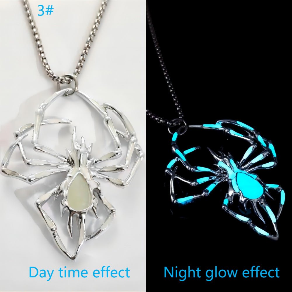 Halloween Creative Stereo Luminous Spider Necklace Jewerly Glowing Night Fluorescence Antique Vintage Glow In The Dark For Men Women Gift Party Halloween Day Club - Prime Street