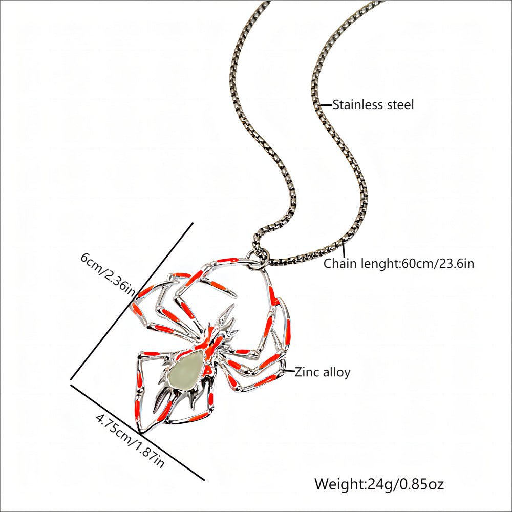 Halloween Creative Stereo Luminous Spider Necklace Jewerly Glowing Night Fluorescence Antique Vintage Glow In The Dark For Men Women Gift Party Halloween Day Club - Prime Street