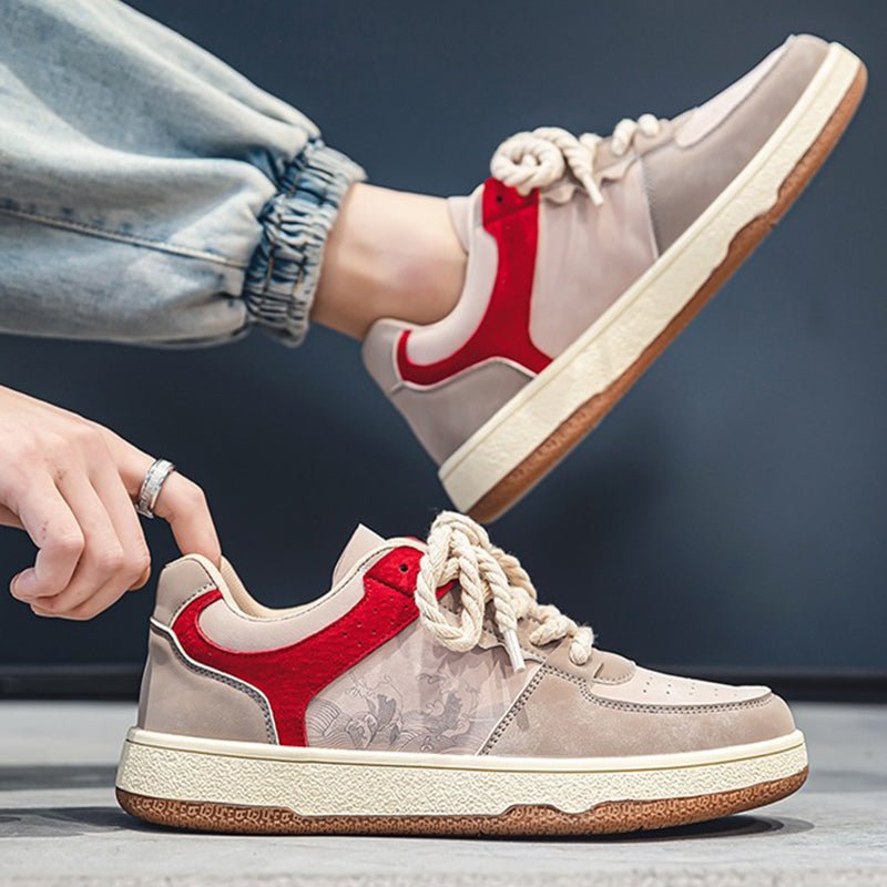 Lace-up Casual Shoes Men Soft Thick Sole Fashion Comfortable Breathable Flats Sneakers Student Platform Outdoor Walking Shoes - Prime Street