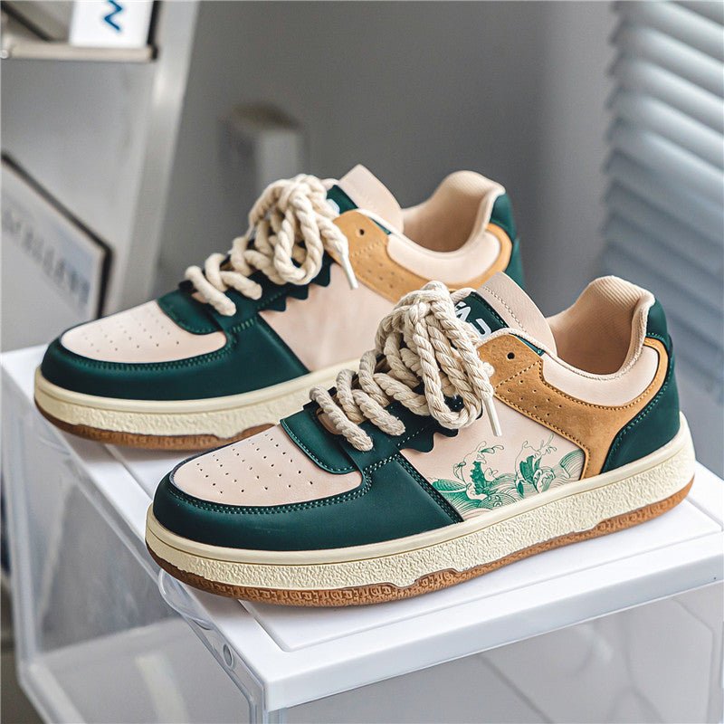 Lace-up Casual Shoes Men Soft Thick Sole Fashion Comfortable Breathable Flats Sneakers Student Platform Outdoor Walking Shoes - Prime Street