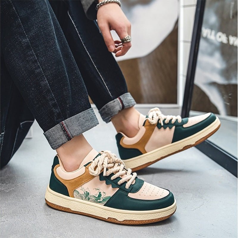 Lace-up Casual Shoes Men Soft Thick Sole Fashion Comfortable Breathable Flats Sneakers Student Platform Outdoor Walking Shoes - Prime Street