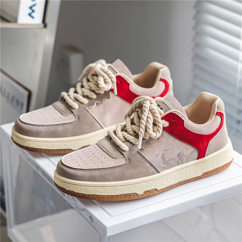 Lace-up Casual Shoes Men Soft Thick Sole Fashion Comfortable Breathable Flats Sneakers Student Platform Outdoor Walking Shoes - Prime Street