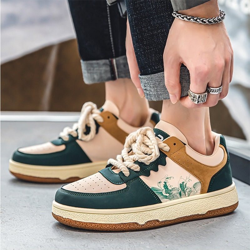 Lace-up Casual Shoes Men Soft Thick Sole Fashion Comfortable Breathable Flats Sneakers Student Platform Outdoor Walking Shoes - Prime Street