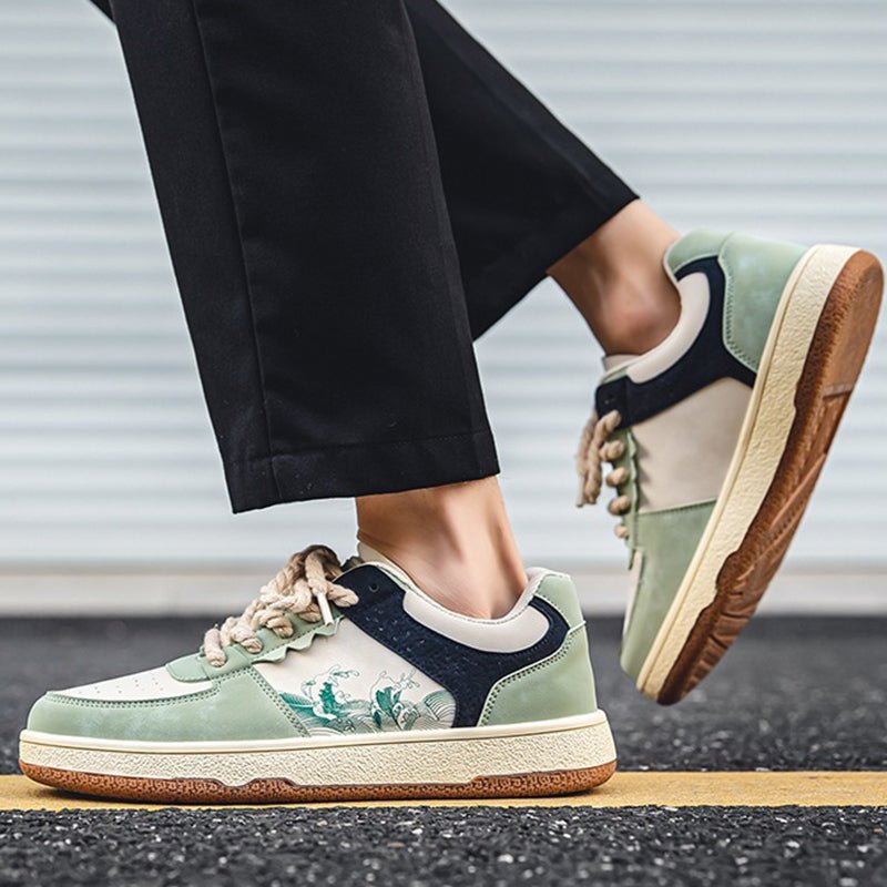 Lace-up Casual Shoes Men Soft Thick Sole Fashion Comfortable Breathable Flats Sneakers Student Platform Outdoor Walking Shoes - Prime Street