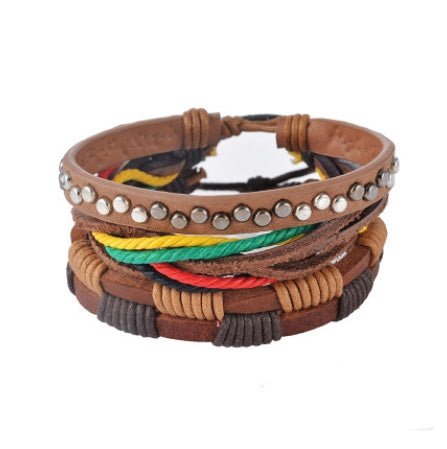 Leather Bracelet Men Multilayer Bead Bracelet Punk Wrap Bracelets for Women Vintage punk Men Jewelry - Prime Street
