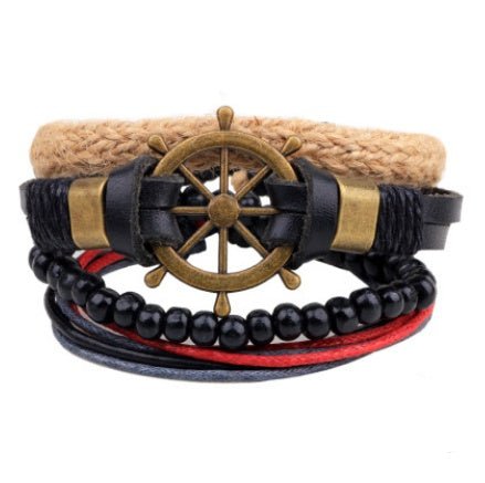 Leather Bracelet Men Multilayer Bead Bracelet Punk Wrap Bracelets for Women Vintage punk Men Jewelry - Prime Street