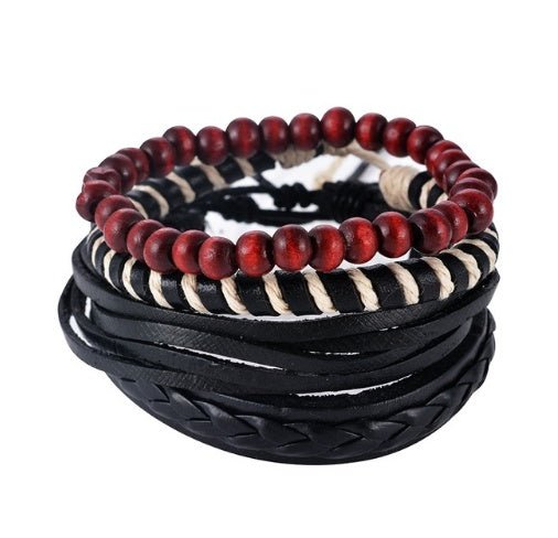 Leather Bracelet Men Multilayer Bead Bracelet Punk Wrap Bracelets for Women Vintage punk Men Jewelry - Prime Street