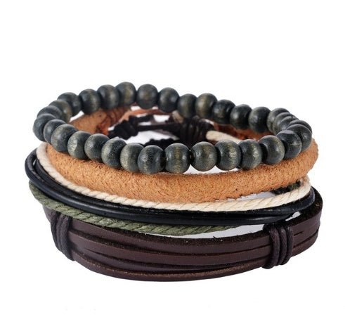 Leather Bracelet Men Multilayer Bead Bracelet Punk Wrap Bracelets for Women Vintage punk Men Jewelry - Prime Street