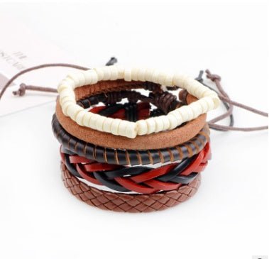 Leather Bracelet Men Multilayer Bead Bracelet Punk Wrap Bracelets for Women Vintage punk Men Jewelry - Prime Street