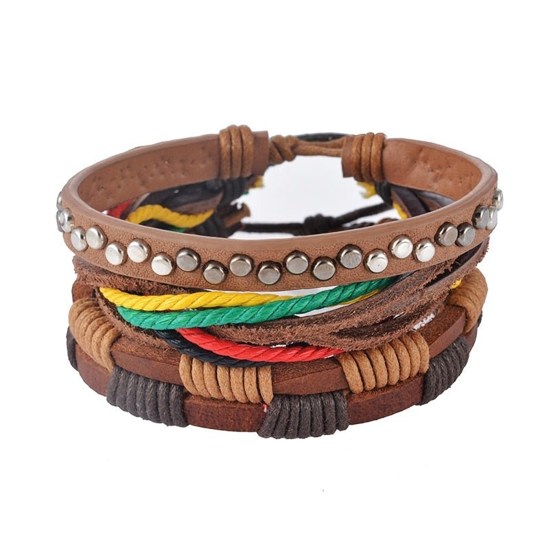 Leather Bracelet Men Multilayer Bead Bracelet Punk Wrap Bracelets for Women Vintage punk Men Jewelry - Prime Street