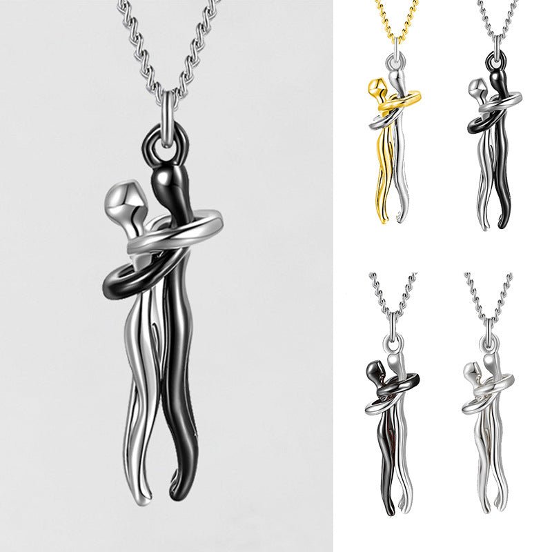 Love Hug Necklace Unisex Men Women Couple Jewelry Simple Temperament Clavicle Chain Valentines Day Lover Gift - Prime Street