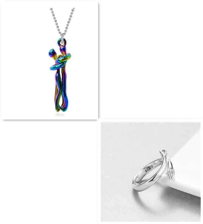 Love Hug Necklace Unisex Men Women Couple Jewelry Simple Temperament Clavicle Chain Valentines Day Lover Gift - Prime Street