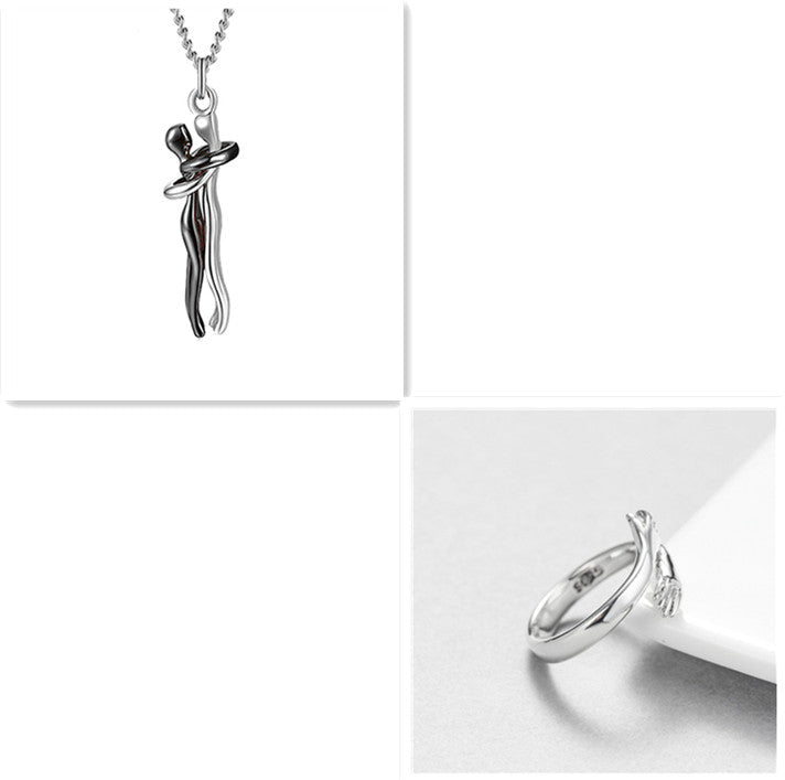 Love Hug Necklace Unisex Men Women Couple Jewelry Simple Temperament Clavicle Chain Valentines Day Lover Gift - Prime Street