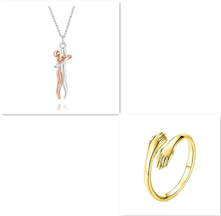 Love Hug Necklace Unisex Men Women Couple Jewelry Simple Temperament Clavicle Chain Valentines Day Lover Gift - Prime Street