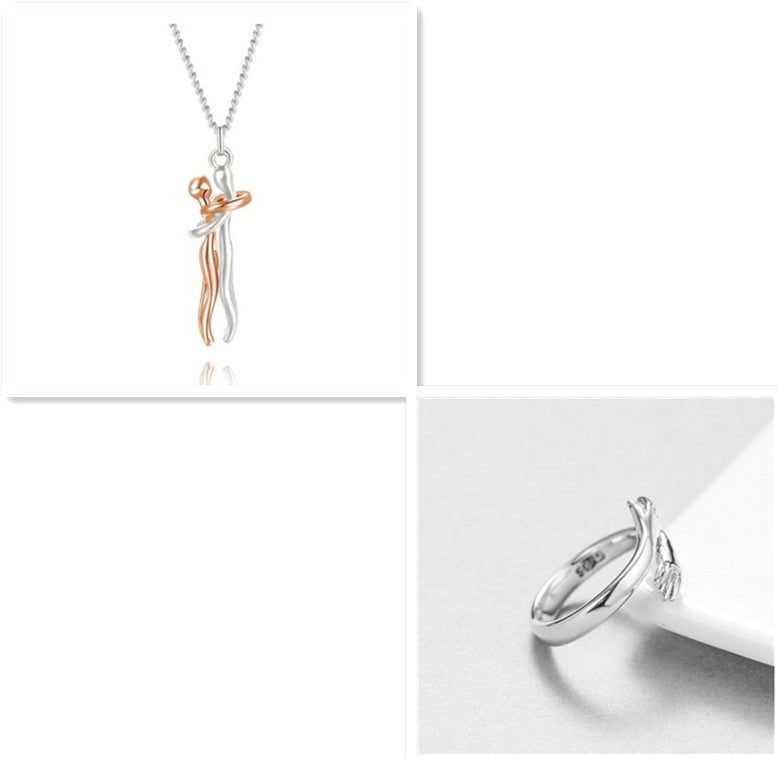 Love Hug Necklace Unisex Men Women Couple Jewelry Simple Temperament Clavicle Chain Valentines Day Lover Gift - Prime Street