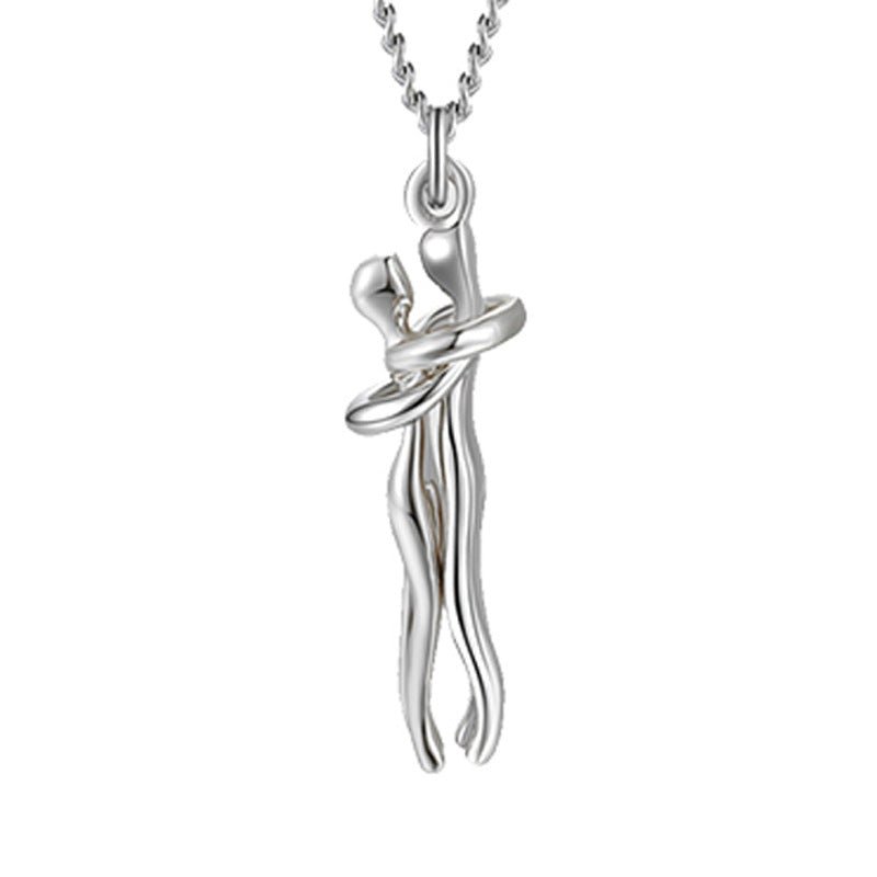 Love Hug Necklace Unisex Men Women Couple Jewelry Simple Temperament Clavicle Chain Valentines Day Lover Gift - Prime Street
