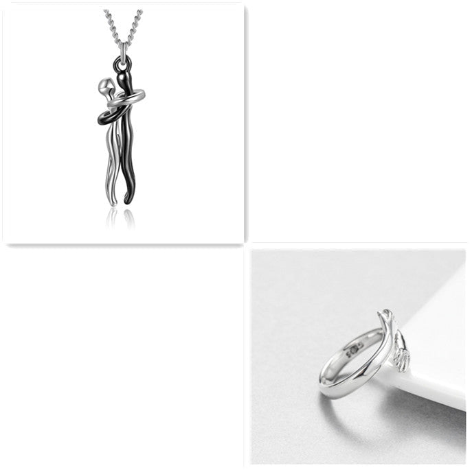 Love Hug Necklace Unisex Men Women Couple Jewelry Simple Temperament Clavicle Chain Valentines Day Lover Gift - Prime Street