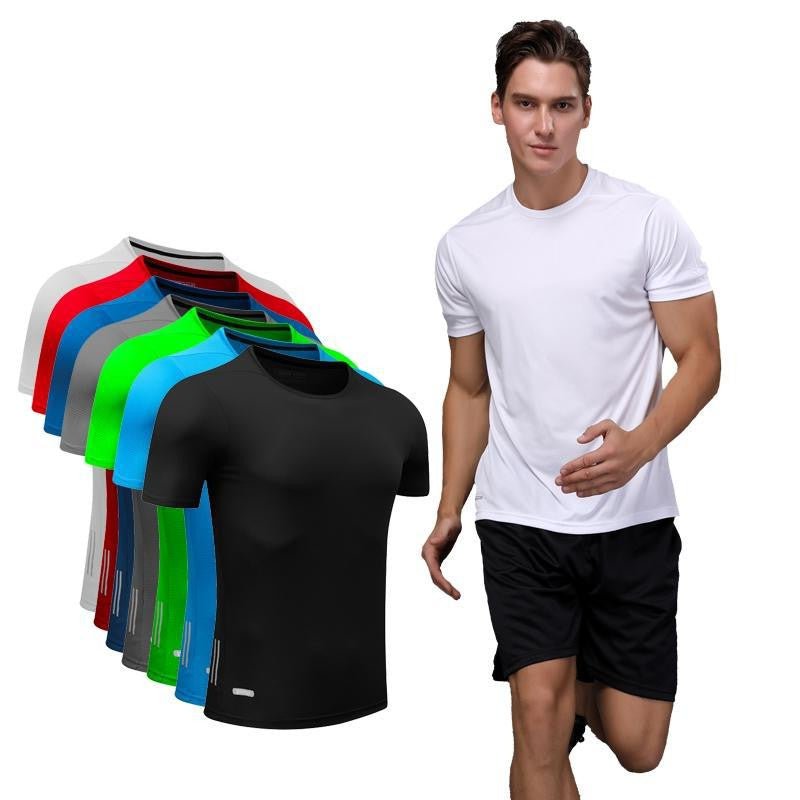 Men Quick Dry T Shirt Running Slim Fit Top Tees Solid Shirts - Prime Street