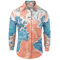 Men Shirt World Map Print HiddenG Button Slim Fit Shirts - Prime Street