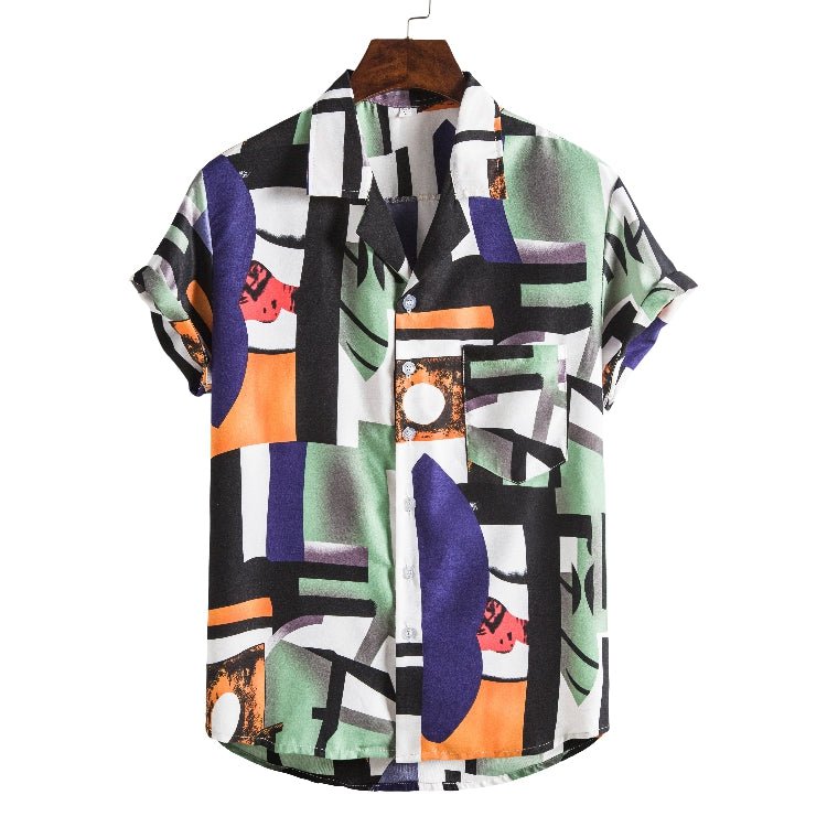 Men Short sleeved beach shirts men New printed T shirt - Prime Street