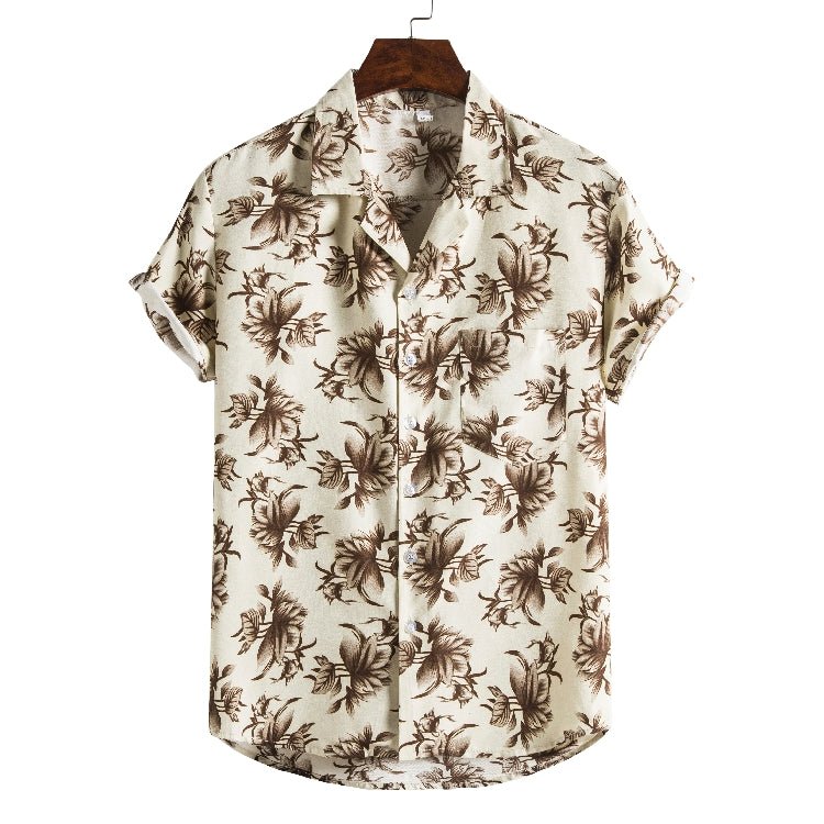 Men Short sleeved beach shirts men New printed T shirt - Prime Street