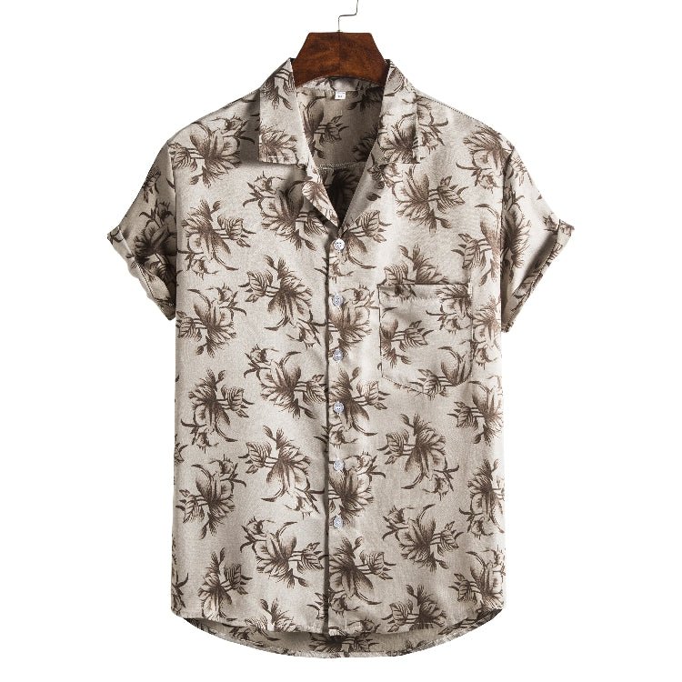 Men Short sleeved beach shirts men New printed T shirt - Prime Street
