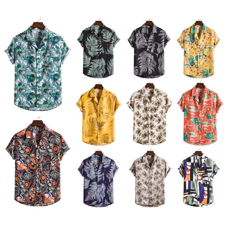 Men Short sleeved beach shirts men New printed T shirt - Prime Street