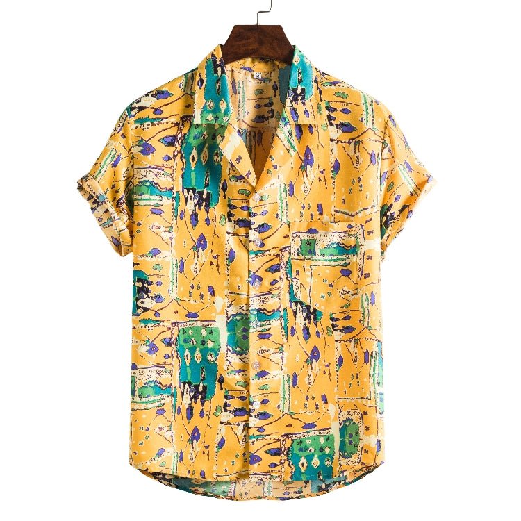 Men Short sleeved beach shirts men New printed T shirt - Prime Street
