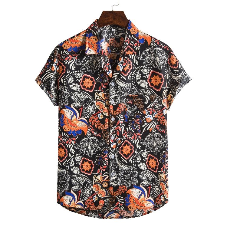 Men Short sleeved beach shirts men New printed T shirt - Prime Street
