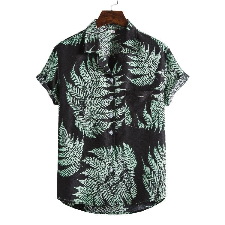 Men Short sleeved beach shirts men New printed T shirt - Prime Street