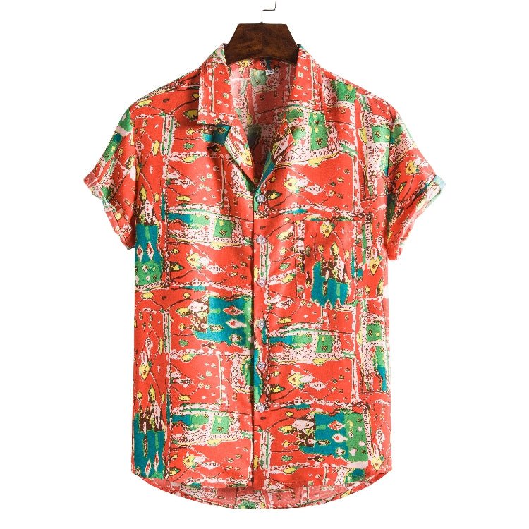Men Short sleeved beach shirts men New printed T shirt - Prime Street