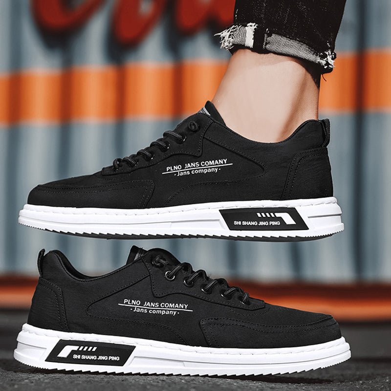 Men Sneakers Lace-up Letter Print Platform Canvas Shoes Sports - Prime Street