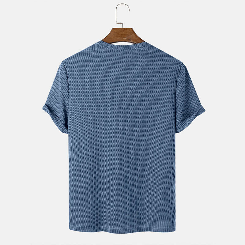Men Summer Solid Color Round Neck Basic T-Shirts - Prime Street