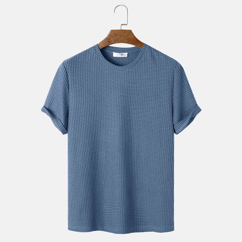 Men Summer Solid Color Round Neck Basic T-Shirts - Prime Street