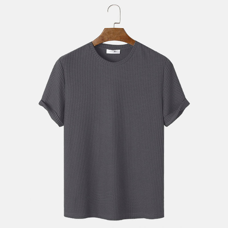 Men Summer Solid Color Round Neck Basic T-Shirts - Prime Street