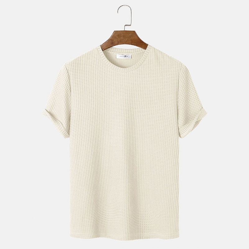 Men Summer Solid Color Round Neck Basic T-Shirts - Prime Street