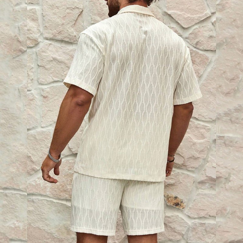 Men Tracksuits Summer Fashion Solid Loose Casual Two Pieces Lapel Button Shirt Shorts Beach Holiday All-match Outfits Male - Prime Street