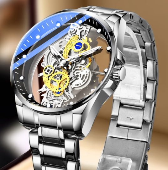 Men Watch Skeleton Automatic Quartz Watch Gold Skeleton Vintage Man Watch Mens Watches Top Brand Luxury - Prime Street