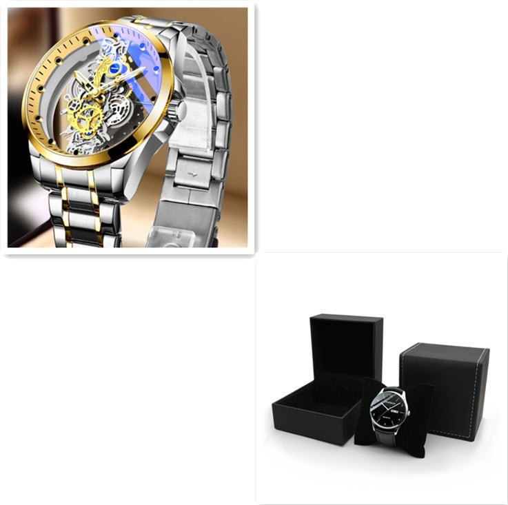 Men Watch Skeleton Automatic Quartz Watch Gold Skeleton Vintage Man Watch Mens Watches Top Brand Luxury - Prime Street