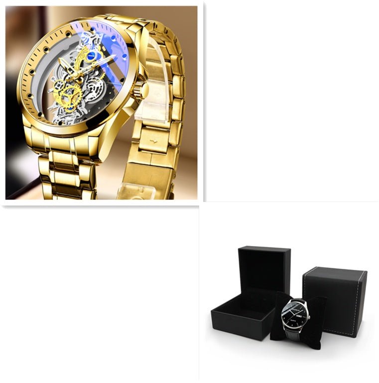 Men Watch Skeleton Automatic Quartz Watch Gold Skeleton Vintage Man Watch Mens Watches Top Brand Luxury - Prime Street