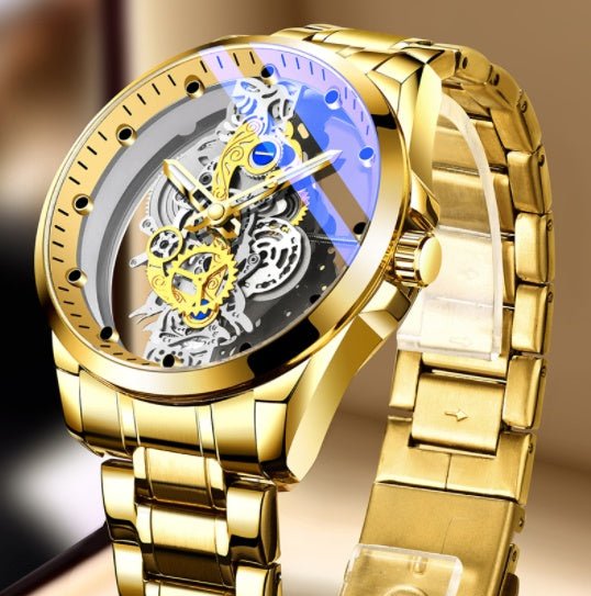 Men Watch Skeleton Automatic Quartz Watch Gold Skeleton Vintage Man Watch Mens Watches Top Brand Luxury - Prime Street