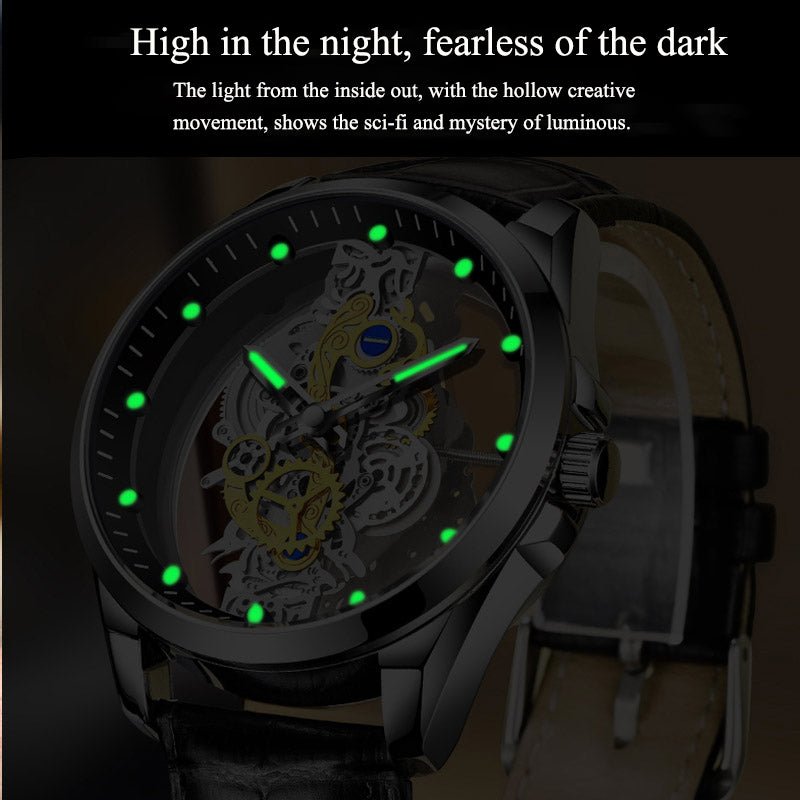 Men Watch Skeleton Automatic Quartz Watch Gold Skeleton Vintage Man Watch Mens Watches Top Brand Luxury - Prime Street