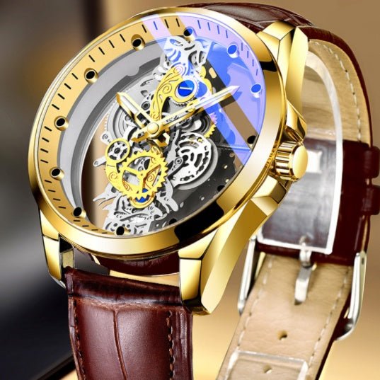 Men Watch Skeleton Automatic Quartz Watch Gold Skeleton Vintage Man Watch Mens Watches Top Brand Luxury - Prime Street