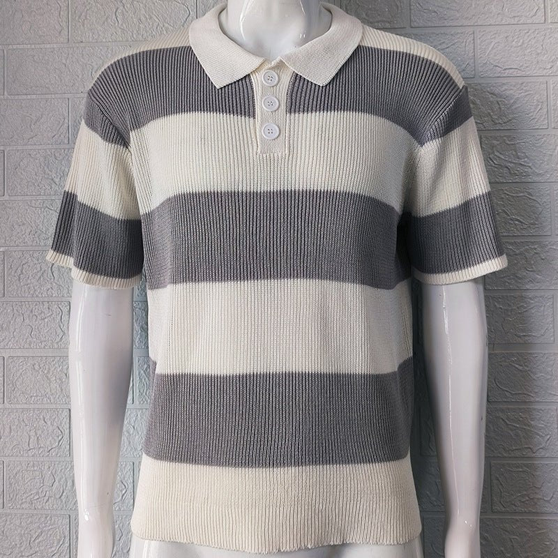 Mens Clothing Summer Fashion Lapel Sweater Short Sleeve Men Clothing Men Wears - Prime Street