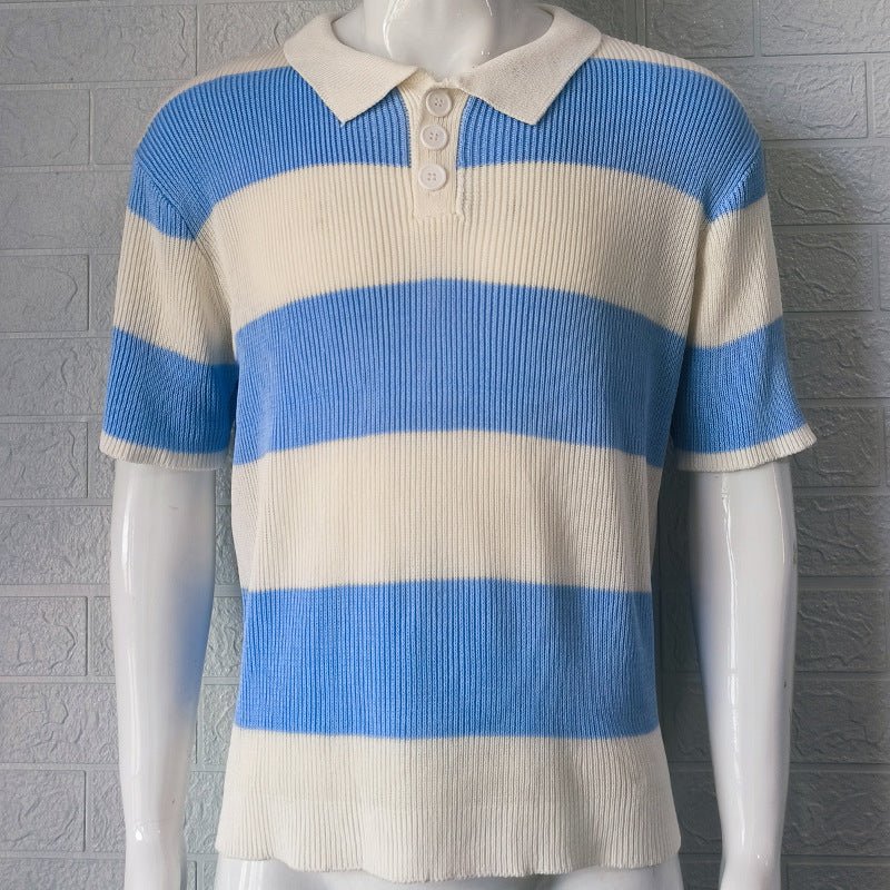 Mens Clothing Summer Fashion Lapel Sweater Short Sleeve Men Clothing Men Wears - Prime Street