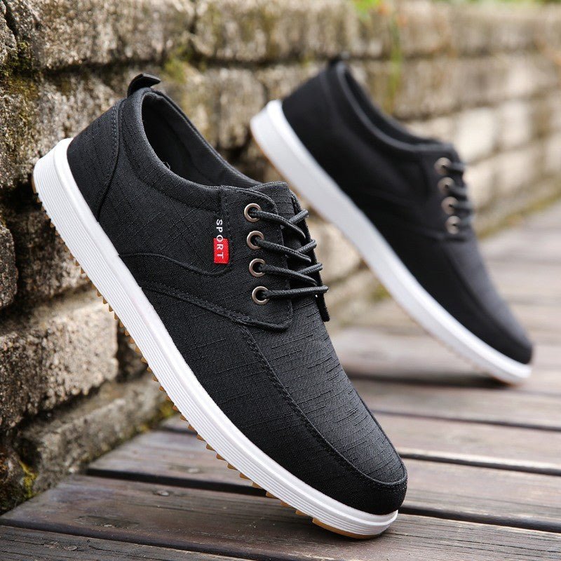 Men's Lace-up Canvas Shoes Casual Men Breathable Walking Flats Shoes - Prime Street
