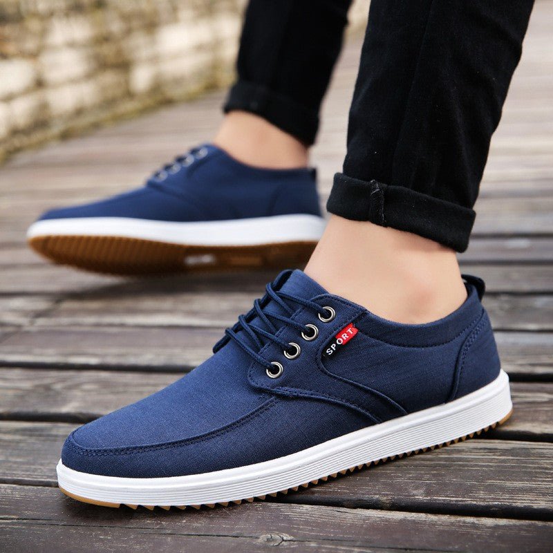 Men's Lace-up Canvas Shoes Casual Men Breathable Walking Flats Shoes - Prime Street