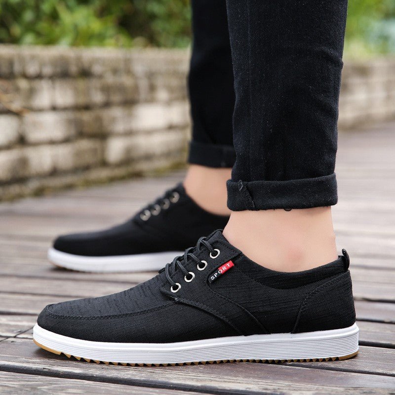 Men's Lace-up Canvas Shoes Casual Men Breathable Walking Flats Shoes - Prime Street